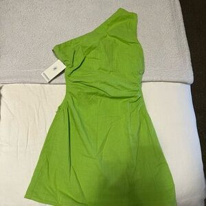 Peppermayo Lime One-Shoulder Dress